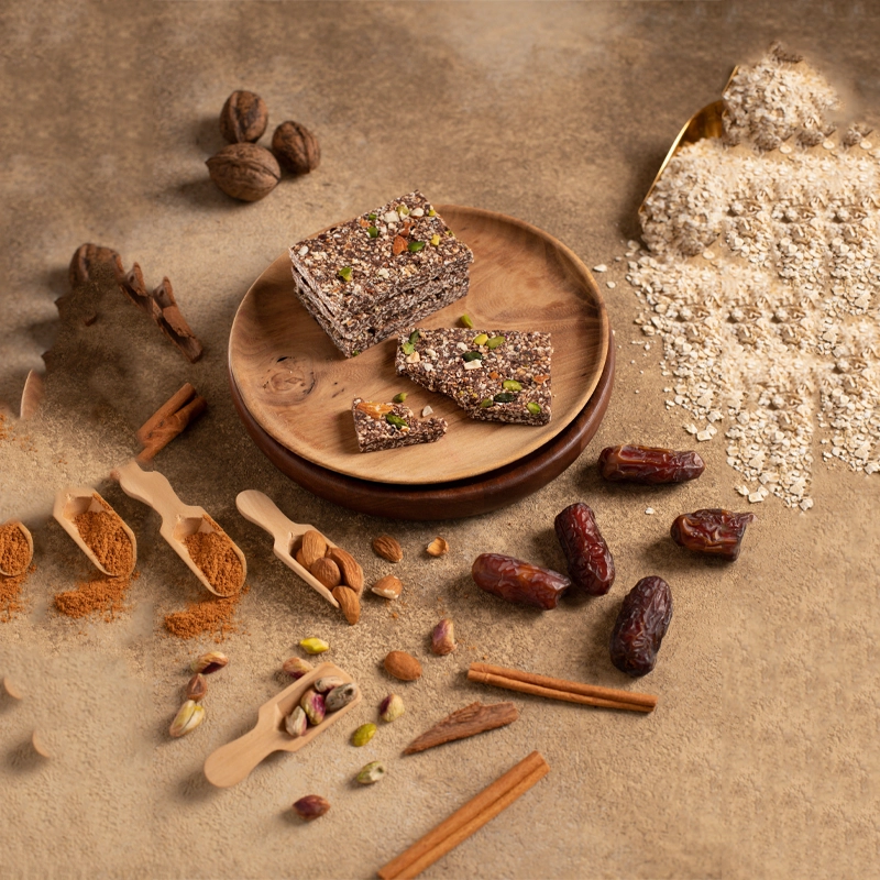 پروتئین بار خرمایی مغزدار